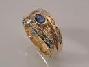 Sapphire & Diamond Double Shank Wide Ring